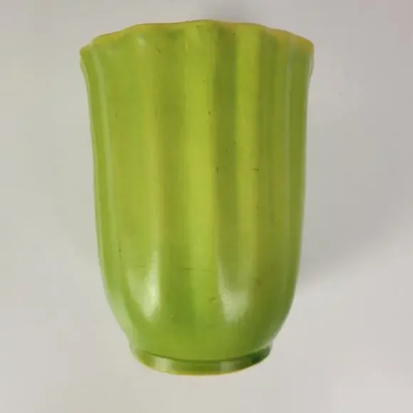 Vintage Roseville Pottery Planter Ribbed Flower‎ Plant Pot 6.25" Green Glazed - Picture 4 of 16